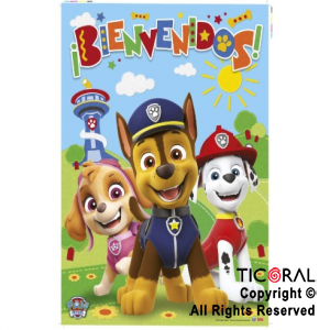 PAW PATROL AFICHE BIENVENIDOS CON RECORDATORIO X 2